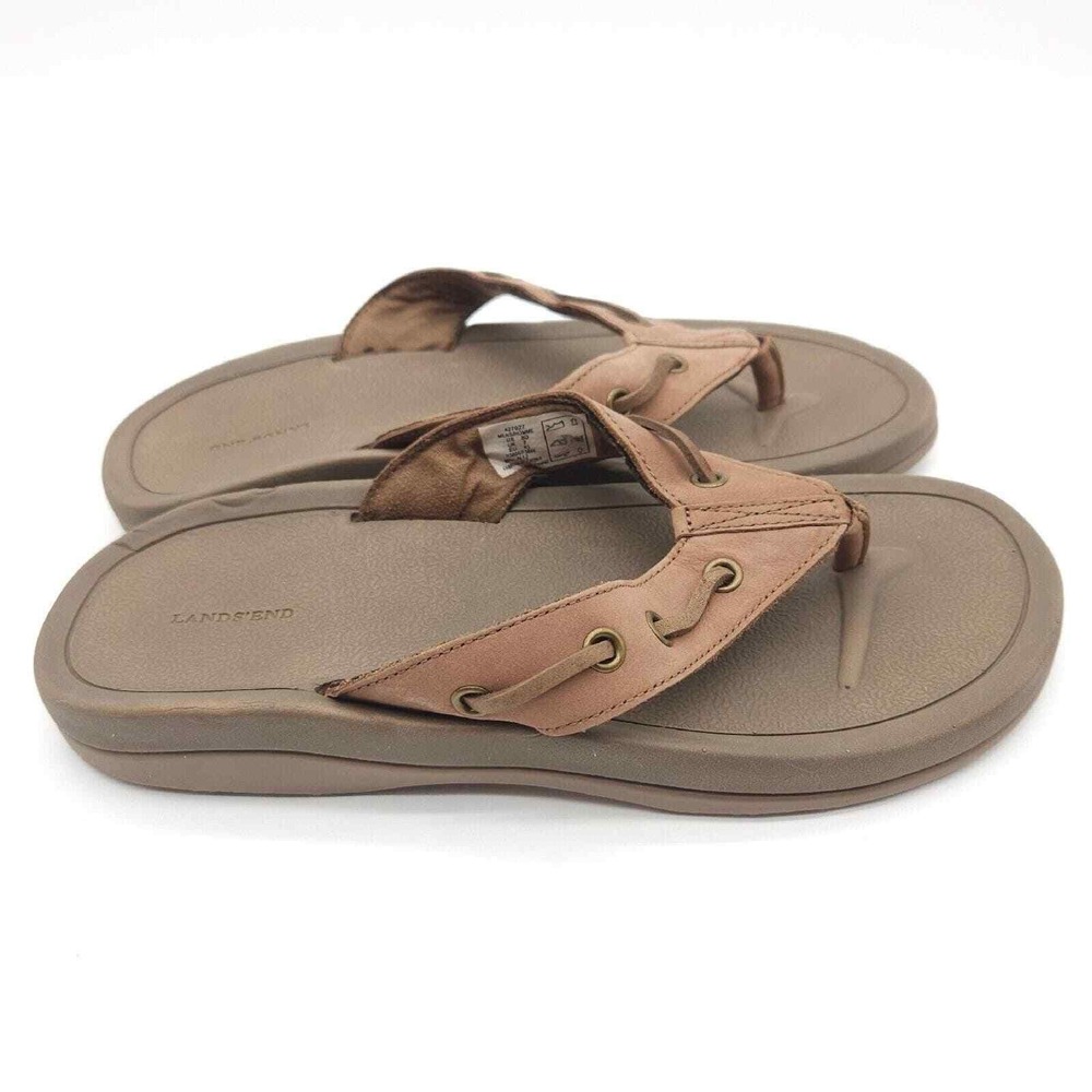 Lands End (Men's 8 D) Brown Flip‎ Flop Thong Sandals Coastal Summer Beach 427927 - Picture 5 of 8